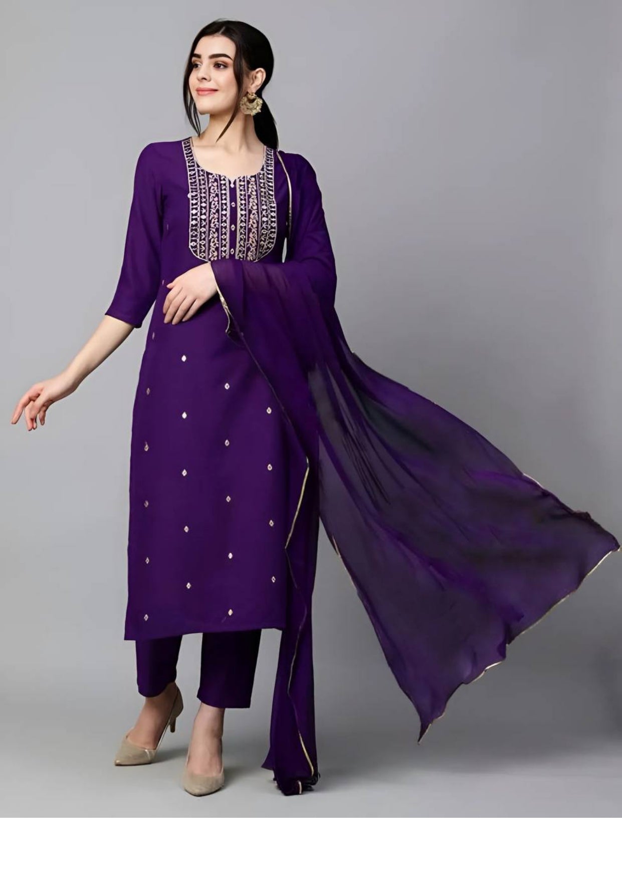 Beautiful Blue Embroidered Kurta Set with Bottom Wear and Dupatta