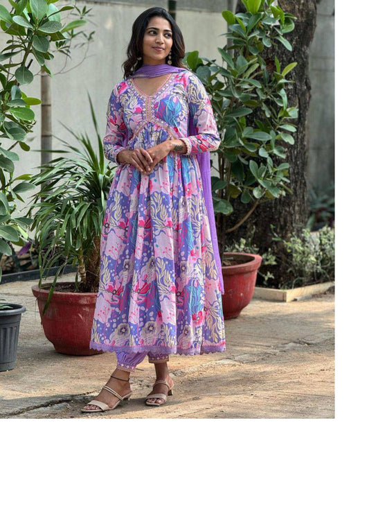 Women's Viscous Rayon Kurta Set With Printed Dupatta Set